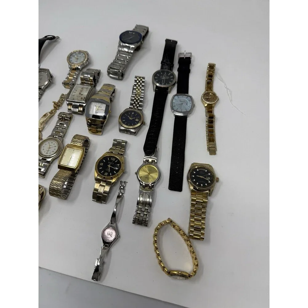 Lot of 20+ Mixed Watches Untested As-Is For Parts Repair Men Women Gold Silver